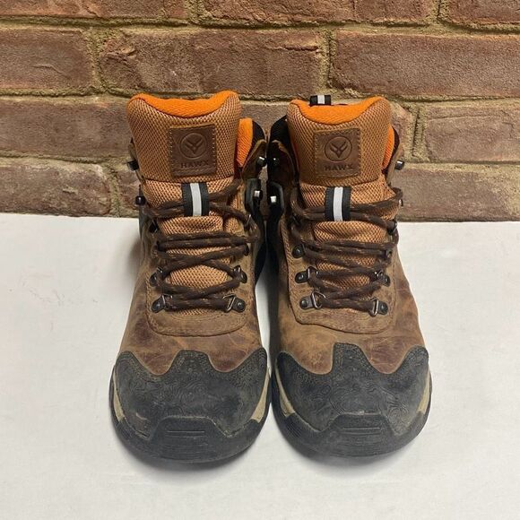 Hawx Talon Dark Umber Waterproof Lace-Up Work Boot Broad Square Toe Dark Brown S - Picture 2 of 8